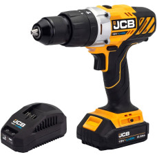 Дриль-шуруповерт акумуляторний (JCB-18CD-BE) 18V, max 45Nm в комплекті із зарядним пристроєм (JCB-18VFC-E) 2.4A та батареєю акумуляторною (JCB-20LI-E)