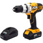Дриль-шуруповерт акумуляторний (JCB-18DD-BE) 18V, max 45Nm в комплекті із зарядним пристроєм (JCB-18VFC-E) 2.4A та батареєю акумуляторною (JCB-20LI-E)