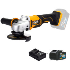 Кутошліфувальна машина акумуляторна (JCB-18AG-BE) 18V, 0-8000 об/хв, діаметр диска 115мм у комплекті із зарядним пристроєм (JCB-18VFC-E) 2.4A та батареєю