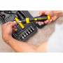 Викрутка - набір STANLEY "Pistol Grip Ratchet" з заскочним механізмом в пластиковому футлярі: Викрутка з храповим механізмом з перемикачем напряму обертання і руків’ям, що ламається під двома кутами, викрутка "годинн