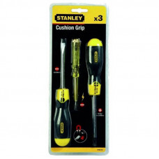 Набір викруток STANLEY "CushionGrip", 3 од : прямий шліц з жалом, що розширюється : 6.5 х 100 мм, Ph2 х 100 мм, викрутка-тестер.