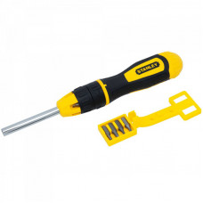 Викрутка-набір STANLEY "Multibit", L = 250 мм, реверсивна, 10 біт : SL 6.6, 5 мм; Ph1, 2; Pz1, 2; Torx T10, T15; квадрат №1 і 2.