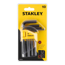Набір ключів шестигранних STANLEY, 10 од, 1.5, 2, 2.5, 3, 4, 5, 5.5, 6, 8, 10 мм, метричних.