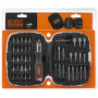Набір біт BLACK+DECKER, Phillips, Pozidriv, Torx, Slotted, PH1, PH2, PH3, PZ1, PZ2, РZ3, T10, 15, 20, S1, S2, S3, PH1, PH2, PH3, PZ1, PZ2, PZ3, L= 25, 50 мм, 45 од., валіза