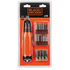 Набір біт BLACK+DECKER, Phillips, Slotted, Pozidriv,Torx, Square, PH1, PH2, PH3, PZ1, PZ2, PZ3, SL6, SL8, SL10, Tx10, Tx20, SQ1, SQ2, SQ3, L = 50 мм, на батарейках типу АА, блістер