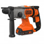 Перфоратор акумуляторний BLACK+DECKER, SDS-Plus, 18 В, 1.2 Дж, 3 режими, 0-6650 уд/хв, 0-1880 об/хв, сумка, вага 2.2 кг