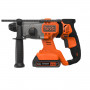 Перфоратор акумуляторний BLACK+DECKER, SDS-Plus, 18 В, 1.2 Дж, 3 режими, 0-6650 уд/хв, 0-1880 об/хв, сумка, вага 2.2 кг