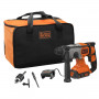Перфоратор акумуляторний BLACK+DECKER, SDS-Plus, 18 В, 1.2 Дж, 3 режими, 0-6650 уд/хв, 0-1880 об/хв, сумка, вага 2.2 кг