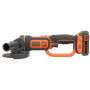 Шліфмашина кутова акумуляторна безщіткова BLACK+DECKER, 18 B, d = 125 мм, 8600 об/хв, вага 2.1 кг, акумулятор та зарядний пристрій