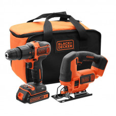 Набір з двох інструментів BLACK+DECKER, 18 В XR Li-lon, 1.5 А/год, вага 4.56 кг, спецсумка, акумулятор і зарядний пристрій