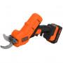Ножиці садові - секатор акумуляторний BLACK+DECKER, 18 В, Li-ion акумулятор ємністю 2.0 Аг модель BL2018 (ЗП — 1.0 А модель BDC1A), що забезпечує до 500 різів гілок на одному заряді,для легкої та гнучкої обрізки кущі