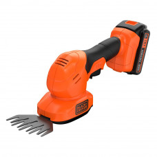 Кущоріз-ножиці акумуляторні (2в1) BLACK+DECKER, 18 В, 2 А/год, довжина ножа 20 см, діаметр гілок 8 мм, 1 акумулятора і зарядний пристрій, вага 2.5 кг