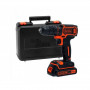 Дриль-шурупокрут BLACK+DECKER, безударний, 18 В, 1.5 А/год, 42 Нм, 650 об/хв, патрон 10 мм швидкозатискний, кількість швидкостей - 1, вага 1.6 кг, 2 акумулятора, зарядний пристрій, валіза