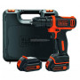 Дриль-шурупокрут BLACK+DECKER, безударний, 10.8 В, 1.5 А/год, 26 Нм, 550 об/хв, патрон 10 мм швидкозатискний, кількість швидкостей - 1, вага 2.18 кг, акумулятор, зарядний пристрій, валіза
