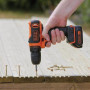 Дриль-шурупокрут BLACK+DECKER, безударний, 10.8 В, 1.5 А/год, 26 Нм, 550 об/хв, патрон 10 мм швидкозатискний, кількість швидкостей - 1, вага 2.18 кг, акумулятор, зарядний пристрій, валіза