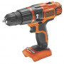 Дриль BLACK+DECKER, ударний, 18 В, 28 Нм, 400-1350 об/хв, патрон 10 мм швидкозатискний, кількість швидкостей - 2, вага 1.2 кг, без акумулятора і зарядного пристрою