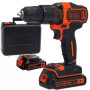 Дриль-шурупокрут BLACK+DECKER, ударний, 18 В, 1.5 А/год, 40 Нм, 360-1400 об/хв, патрон 13 мм, кількість швидкостей - 2, вага 1.3 кг, 2 акумулятора, додаткова рукоятка, зарядний пристрій