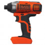 Шурупокрут ударний BLACK+DECKER, безщітковий, 18 В, 210 Нм, 3000 об/хв, розмір тримача насадок 1/4, кількість швидкостей - 1, вага 1.22 кг, без акумулятора і зарядного пристрою, біта