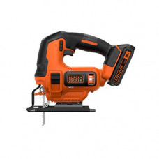 Пила лобзикова акумуляторна BLACK+DECKER 18В Li-ion, 2500 ход/хв, максимальна глибина пропилу (дерево) - 55 мм, вага 2.22 кг, 1 акумулятор 1.5 А/год і ЗП