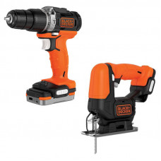 Набір з двох інструментів BLACK+DECKER, 12 В XR Li-ion, 1.5 А/год, вага 3.43 кг, сумка, акумулятор і зарядний пристрій