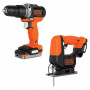 Набір з двох інструментів BLACK+DECKER, 12 В XR Li-ion, 1.5 А/год, вага 3.43 кг, сумка, акумулятор і зарядний пристрій