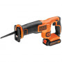 Пила шабельна акумуляторна BLACK+DECKER, 18В Li-Ion, 0-3000 ход/хв, величина ходу 22 мм, вага 1.5 кг, 1 акумулятор 1.5 А/год та ЗП