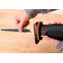 Пила шабельна акумуляторна BLACK + DECKER, 18,0 В Li-ion, 2,5 А/год, швидкість 0-3000 хід/хв, крок полотна 22 мм, опорна рамка, безключова зміна полотна, захист від випадкового спуску, 1 акумулятор, зарядний пристрій