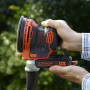 Шліфмашина ексцентрикова BLACK+DECKER, 18 В Li-ion, 12000 об/хв, 125 мм, амплітуда 1.3 мм, вага 0.9 кг, акумулятор, зарядний пристрій, аксесуари