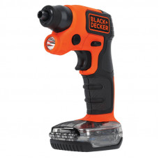 Викрутка-ліхтар акумуляторна BLACK+DECKER, 3.6 В Li-ion, 180 об/хв, реверс, підсвітка, вага 0.4 кг, зарядний пристрій, знімний відсік для зберігання аксесуарів, біти, магнітний тримач,анкери, дюбеля