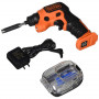 Викрутка-ліхтар акумуляторна BLACK+DECKER, 3.6 В Li-ion, 180 об/хв, реверс, підсвітка, вага 0.4 кг, зарядний пристрій, знімний відсік для зберігання аксесуарів, біти, магнітний тримач,анкери, дюбеля