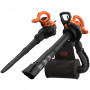 Садовий пилосос електричний BLACK+DECKER, 2.9 кВт, швидкість повітря 206-390 км/год, збірник 55 л, вага 7.6 кг