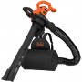 Садовий пилосос електричний BLACK+DECKER, 2.9 кВт, швидкість повітря 206-390 км/год, збірник 55 л, вага 7.6 кг