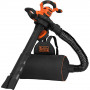 Садовий пилосос електричний BLACK+DECKER 3 кВт, швидкість повітря 230-404 км/год, збірник 72 л, вага 4.75 кг