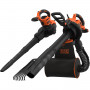 Садовий пилосос електричний BLACK+DECKER, 3.0 кВт, швидкість повітря 206-404 км/год, збірник 72 л, вага 8.04 кг