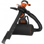 Садовий пилосос електричний BLACK+DECKER, 3.0 кВт, швидкість повітря 206-404 км/год, збірник 72 л, вага 8.04 кг