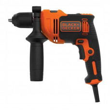 Дриль мережевий BLACK+DECKER, ударний, 550 Вт, 2800 об/хв, 47600 уд/хв, патрон 13 мм швидкозатискний, кількість швидкостей - 1, вага 2.07 кг, багатопозиційне бічне руків’я, валіза