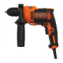 Дриль мережевий BLACK+DECKER, ударний, 710 Вт, 0-2800 об/хв, 47600 уд/хв, патрон 13 мм швидкозатискний, кількість швидкостей - 1, вага 2.19 кг, додаткове руків’я, валіза