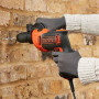 Дриль мережевий BLACK+DECKER, ударний, 710 Вт, 0-2800 об/хв, 47600 уд/хв, патрон 13 мм швидкозатискний, кількість швидкостей - 1, вага 2.19 кг, додаткове руків’я, валіза