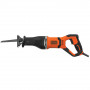 Шабельна пила мережева BLACK+DECKER, 750 Вт, швидкість 0-2.800 хід / хв, величина ходу 20 мм, безключова заміна, блокування випадкового пуску, кабель живлення 3.0 м, 2 пильних полотна (пакування - картон), 2.4 кг