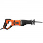 Шабельна пила мережева BLACK+DECKER, 750 Вт, швидкість 0-2.800 хід / хв, величина ходу 20 мм, безключова заміна, блокування випадкового пуску, кабель живлення 3.0 м, 2 пильних полотна (пакування - картон), 2.4 кг