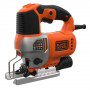 Пила лобзикова мережева BLACK+DECKER, 650 Вт, швидкість 0-3.100 хід/хв, кут розпилювання: 0-45° (фіксація), підошва: відлив, прорезинена рукоятка, фіксація пуску, електронне регулювання швидкості, крок 0-19 мм, макс.