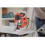 Пила лобзикова мережева BLACK+DECKER, 650 Вт, швидкість 0-3.100 хід/хв, кут розпилювання: 0-45° (фіксація), підошва: відлив, прорезинена рукоятка, фіксація пуску, електронне регулювання швидкості, крок 0-19 мм, макс.