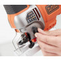 Пила лобзикова мережева BLACK+DECKER, 650 Вт, 1000-3100 ход/хв, максимальна глибина пропилу (дерево) - 90 мм, вага 2.2 кг, валіза