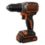 Дриль-шурупокрут акумуляторний BLACK+DECKER, безщітковий, безударний, 18 В, 1.5 А/год, 52 Нм, 410-1650 об/хв, патрон 13 мм швидкозатискний, кількість швидкостей - 2, вага 1.5 кг, 2 акумулятора, зарядний пристрій, вал