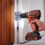 Дриль-шурупокрут акумуляторний BLACK+DECKER, безщітковий, безударний, 18 В, 1.5 А/год, 52 Нм, 410-1650 об/хв, патрон 13 мм швидкозатискний, кількість швидкостей - 2, вага 1.5 кг, 2 акумулятора, зарядний пристрій, вал