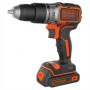 Дриль-шурупокрут акумуляторний BLACK+DECKER, BRUSHLESS, ударний, 18 В, 1.5 А/год, 52 Нм, 1600 об/хв, 28.050 уд/хв, патрон 13 мм швидкозатискний, кількість швидкостей - 2, вага 2,96 кг, 2 акумулятора, зарядний пристрі