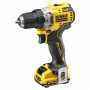 Дриль-шурупокрут DeWALT, безщітковий, безударний, XR Li-ion 12 В, 2 А/год, 57.5 Нм, 425-1500 об/хв, патрон 10 мм швидкозатискний, кількість швидкостей - 2, вага 1.1 кг, 2 акумулятора, зарядний пристрій, валіза