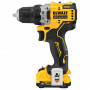 Дриль-шурупокрут DeWALT, безщітковий, безударний, XR Li-ion 12 В, 2 А/год, 57.5 Нм, 425-1500 об/хв, патрон 10 мм швидкозатискний, кількість швидкостей - 2, вага 1.1 кг, 2 акумулятора, зарядний пристрій, валіза