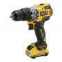 Дриль-шурупокрут DeWALT, безщітковий, ударний, XR Li-ion 12 В, 2 А/год, 57.5 Нм, 425-1500 об/хв, патрон 10 мм швидкозатискний, кількість швидкостей - 2, вага 0.96 кг, 2 акумулятора, зарядний пристрій, валіза