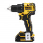 Дриль-шурупокрут DeWALT, безщітковий, безударний, XR Li-on 18 В, 1.5 А/год, 65 Нм, 650-1650 об/хв, патрон 13 мм швидкозатискний, кількість швидкостей - 2, вага 1.1 кг, 2 акумулятора, зарядний пристрій, валіза
